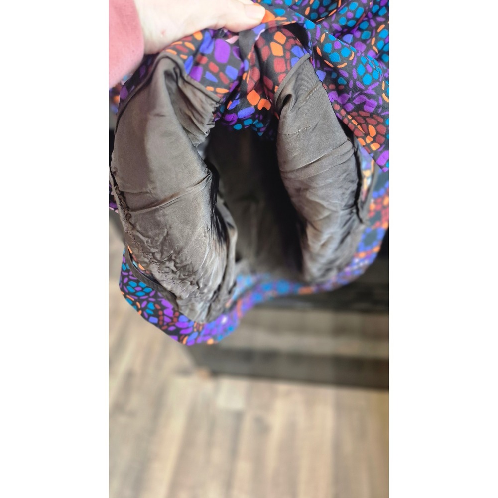 Plum Blossom Vintage Mosaic Print Blazer Jacket Purple Orange Multi-Color Lined - Picture 14 of 14
